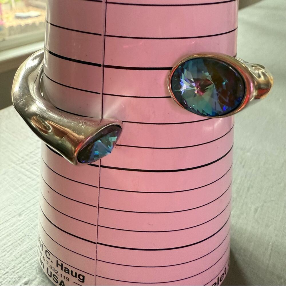 Vidda Spain Silver Plated Swarovski Crystal Hinged Bracelet - Picture 6 of 14